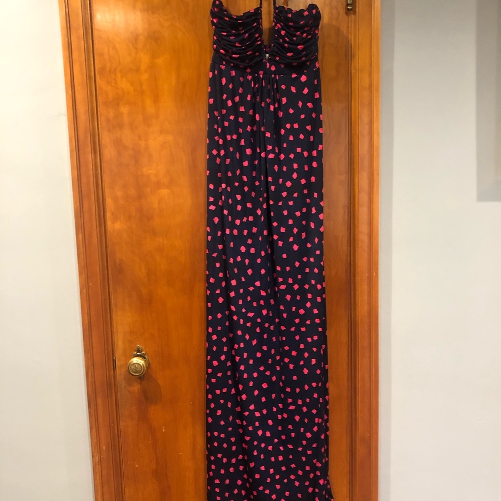 Navy/pink print maxi dress